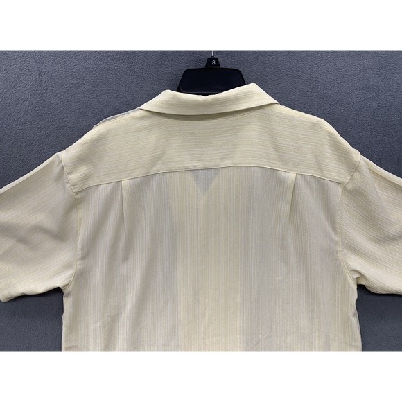 Pronti Button Down Shirt Men's Size XL Yellow Short Sleeve Embroidered Design - Picture 13 of 14